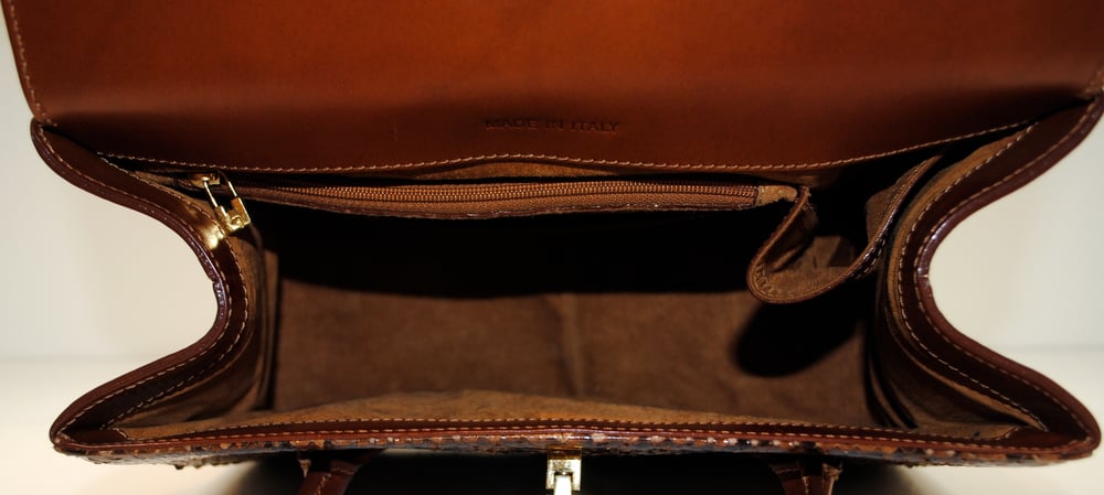 Image of Lambertson Truex Snakeskin Box Car Handbag