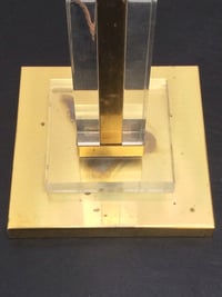 Image 3 of Lucite & Brass Column Table Lamp, French