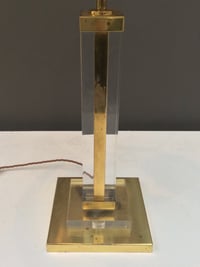 Image 1 of Lucite & Brass Column Table Lamp, French