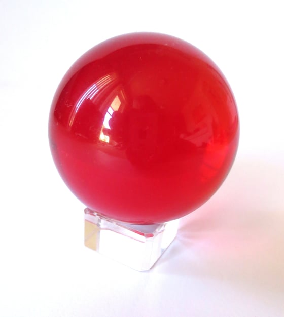 Image of Red Feng Shui Crystall Ball with Crystal Stand