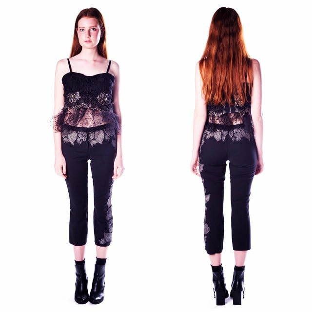 Image of hand painted and embroidered brocade top & pants