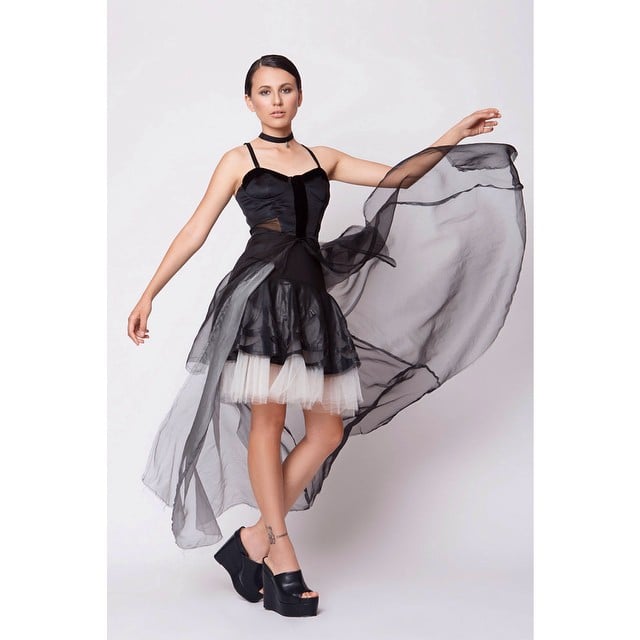 Image of Organza mullet bustier & cut out skirt.