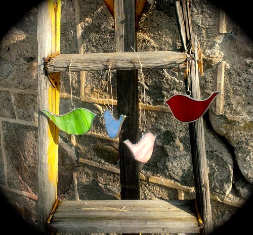 Image of Happy Birds-stained glass