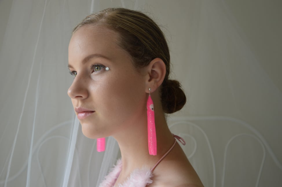 Image of pink squid stud earrings