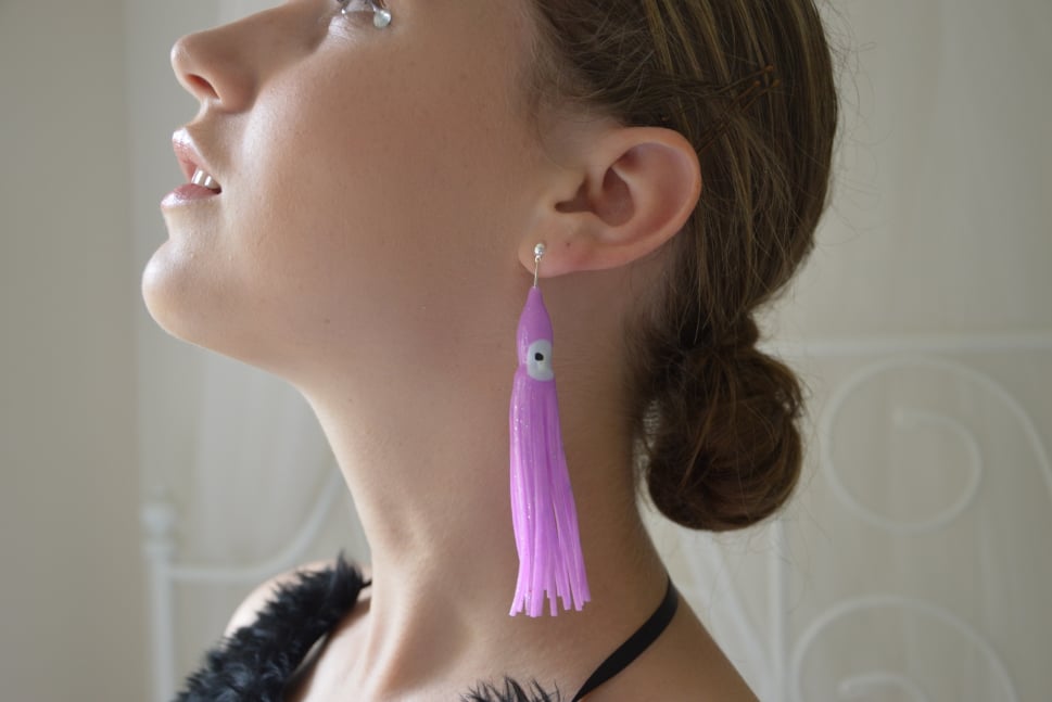 Image of Purple squid stud earrings