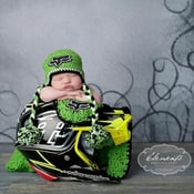 Image of Kawasaki green fox racing boys crochet beanie newborn child and adult size hats