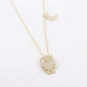Image of Owl and Moon Necklace Silver