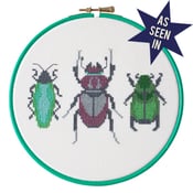 Image of Emerald Beetle Trio cross-stitch PDF pattern