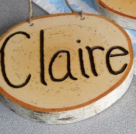 Image of Personalized Hand Wood Burned Birch Branch Name Sign
