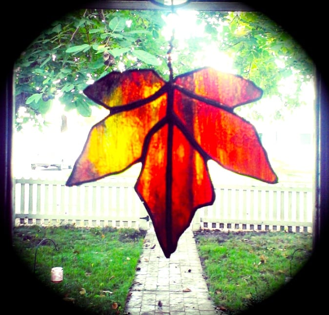 Image of Fall Maple Leaf-stained glass