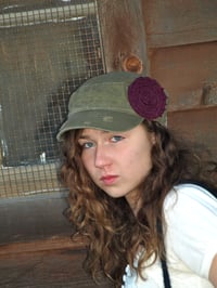 Image 2 of Olive Hat/Purple Flower