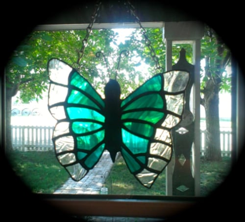 Image of Butterfly sun catcher-stained glass