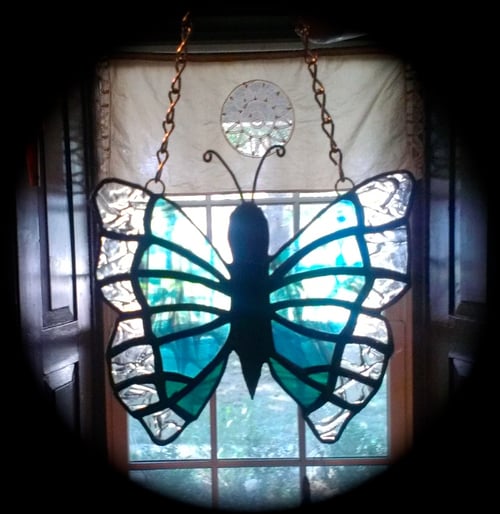 Image of Butterfly sun catcher-stained glass