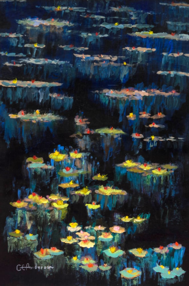 Lily Pond At Dusk Painting With A Stroke