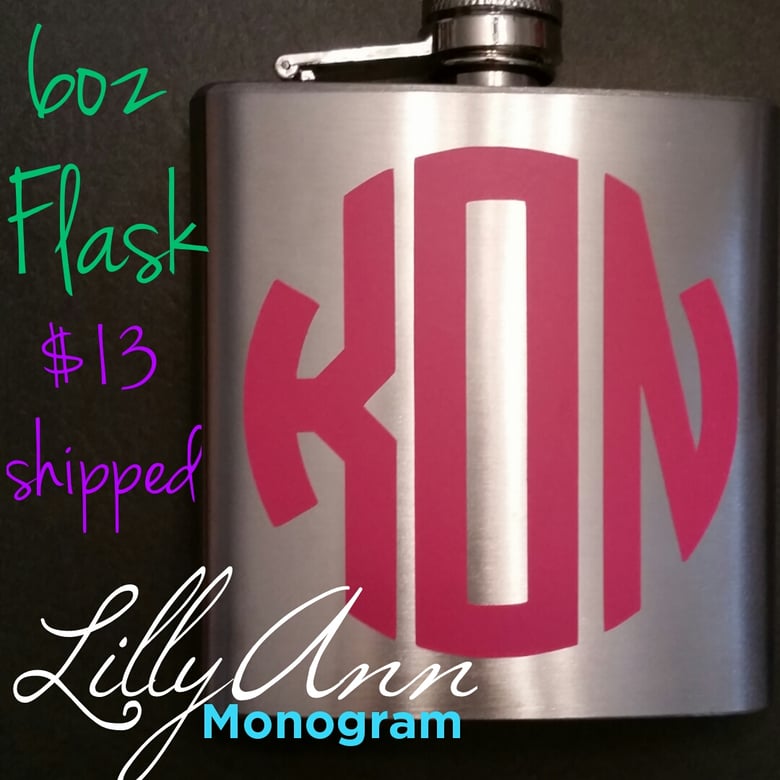 Image of 6oz Flask with 3X3 Circle Monogram