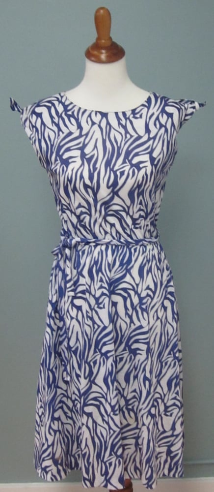 Image of 70s Chic Blue And White Resort Dress
