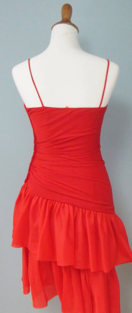 Image of Look At Me Red Double Tiered Late 70s Party Dress