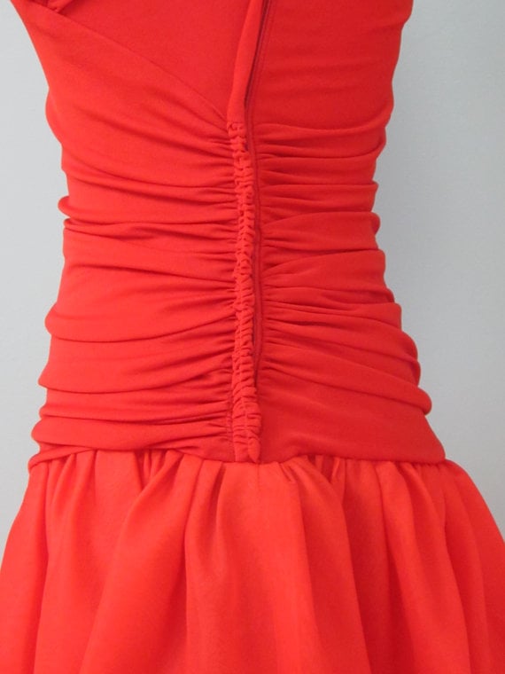 Image of Look At Me Red Double Tiered Late 70s Party Dress