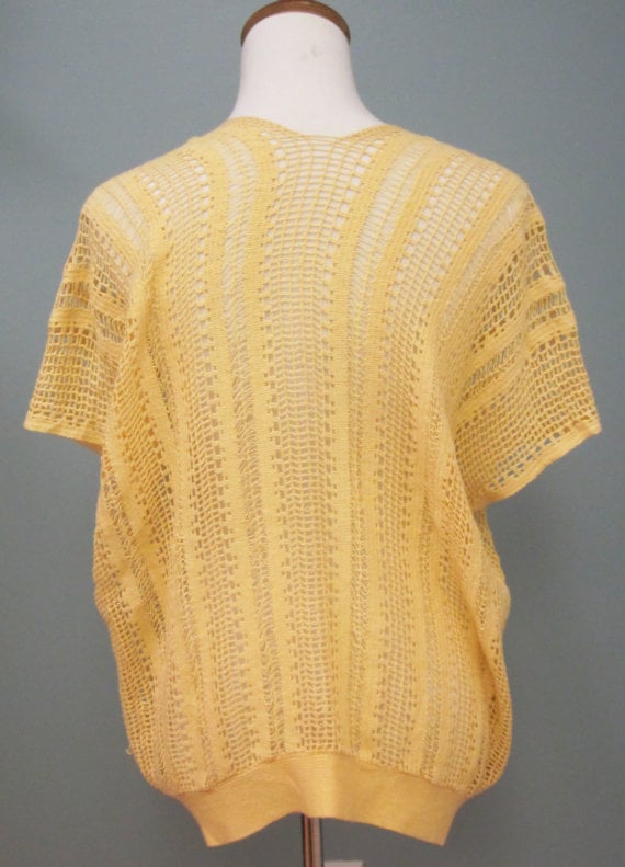 Image of Pale Yellow 80's See-Through Boxy Knit  Sweater