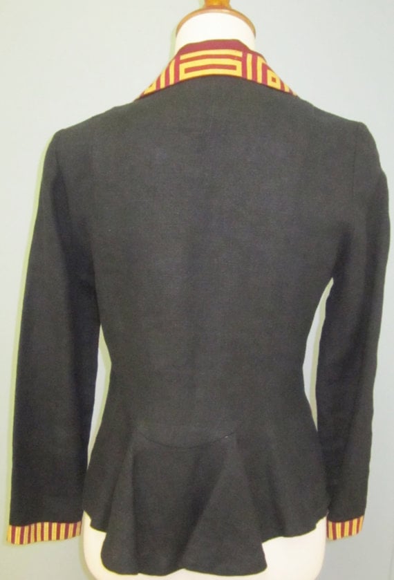 Image of Cute-y Black Summer Blazer With African Print Lapel And Sleeve Detail