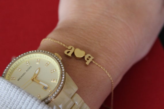 Image of lower case love letter chain bracelet