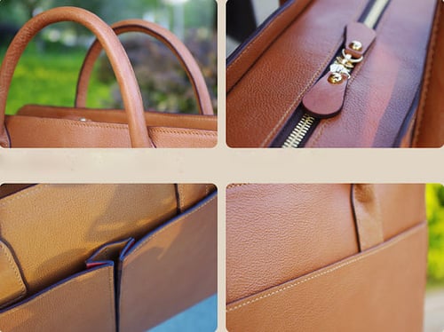 Image of Custom Handmade Tan Brown Leather Briefcase, Messenger Shoulder Bag Men's Handbag D018