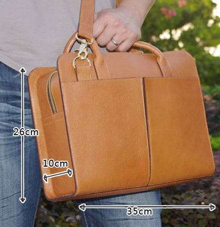 Image of Custom Handmade Tan Brown Leather Briefcase, Messenger Shoulder Bag Men's Handbag D018