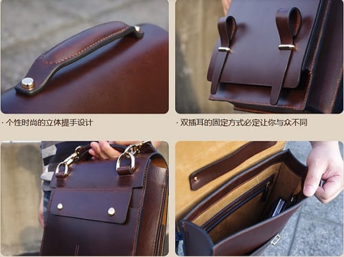 Image of Custom Handmade Leather Briefcase, Messenger Bag Men's Handbag MS04