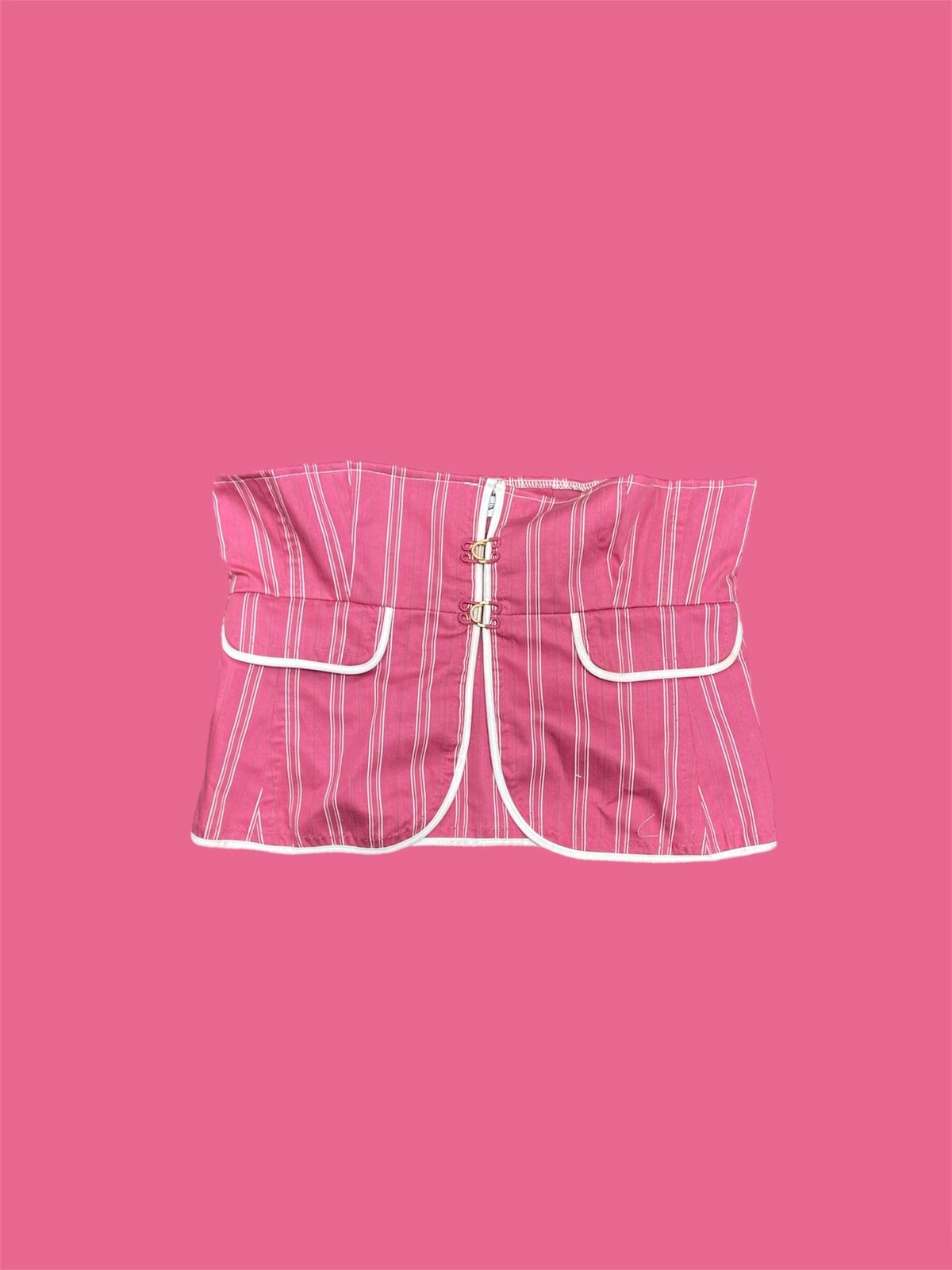 Image of punch pink striped blazer top