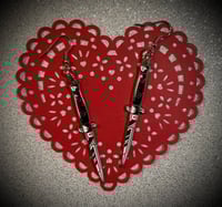 Image 1 of Metal Stiletto Knife Dangly Earrings 