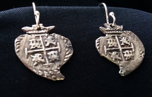 Image of 1/2 Reale Cob Coin Heart Earrings