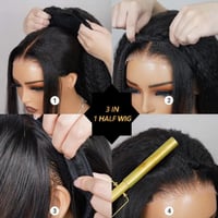 Image 5 of Kinky Straight 3 IN 1 Half Wig Human Hair 