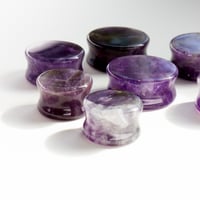 Image 1 of Amethyst - Gem Stone Double Flared Plugs - Crystal Plugs - Stretched Ears