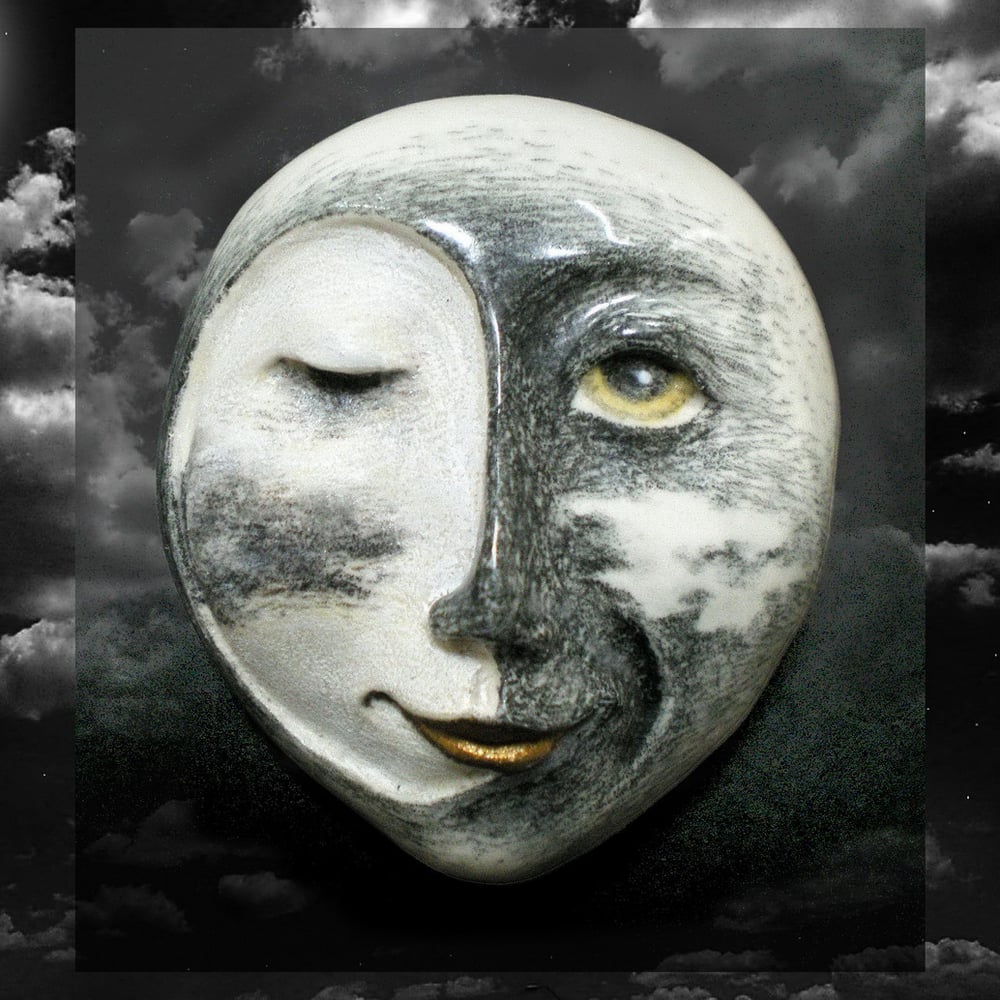 Image of Passing in the Night - Porcelain Mask Sculpture, Moon Face Pendant, Art to Wear, Original Mask Art