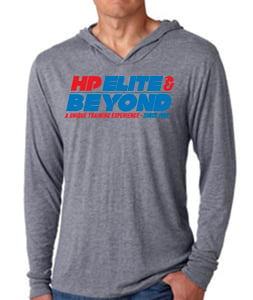 Image of HP Elite and Beyond - TriBlend Light Longsleeve Hoody Tshirt (Heather Grey)