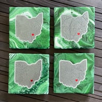 Painted ❤️ Athens Ohio Coasters (set of four) green and white