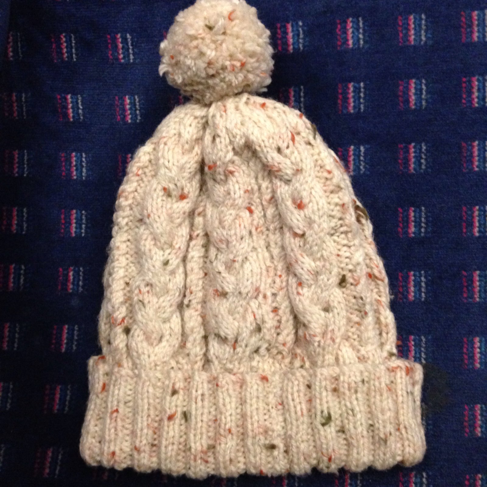 cream wool bobble hat