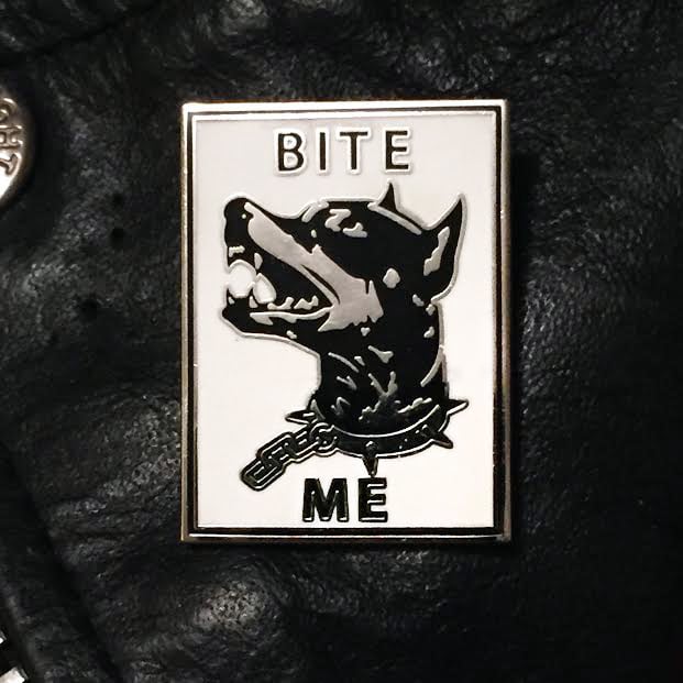 Image of BITE ME dog pin 