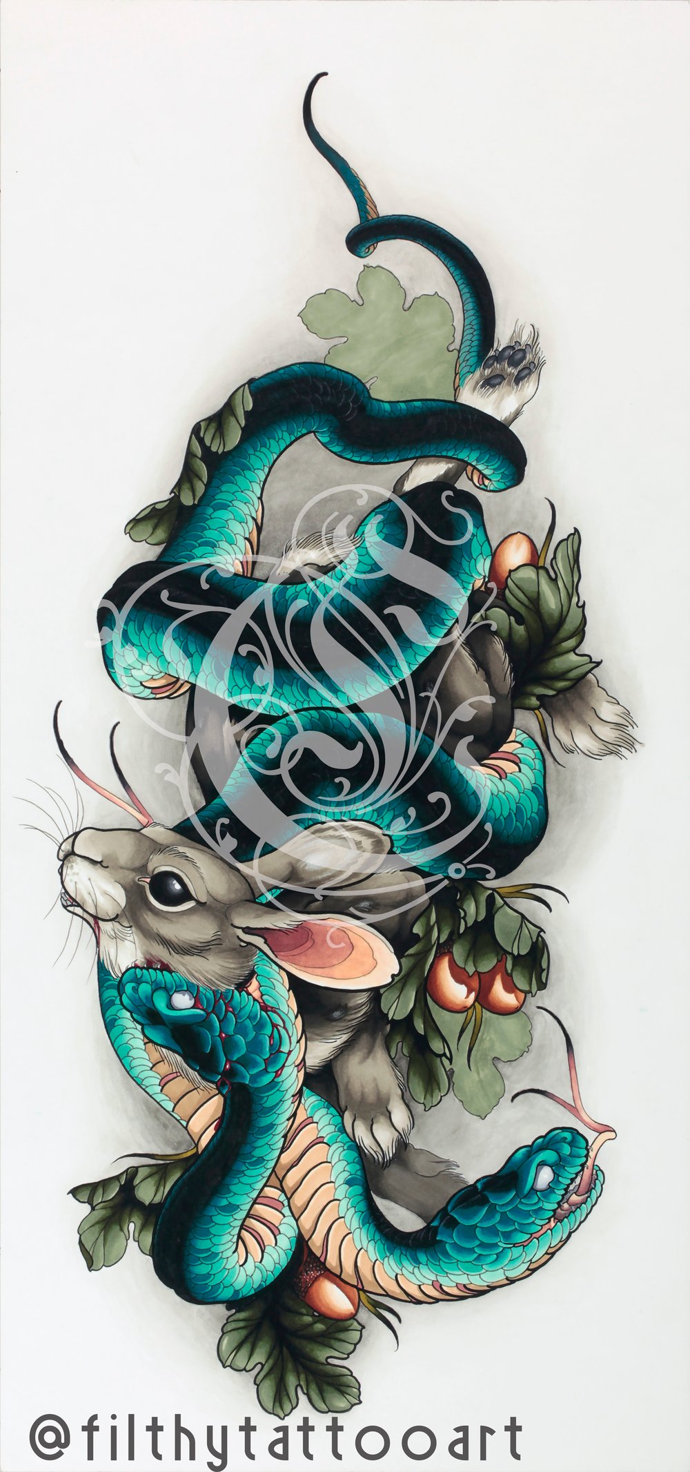 Image of 13"x25" Snake & Rabbit Fine Art Print Pre-order