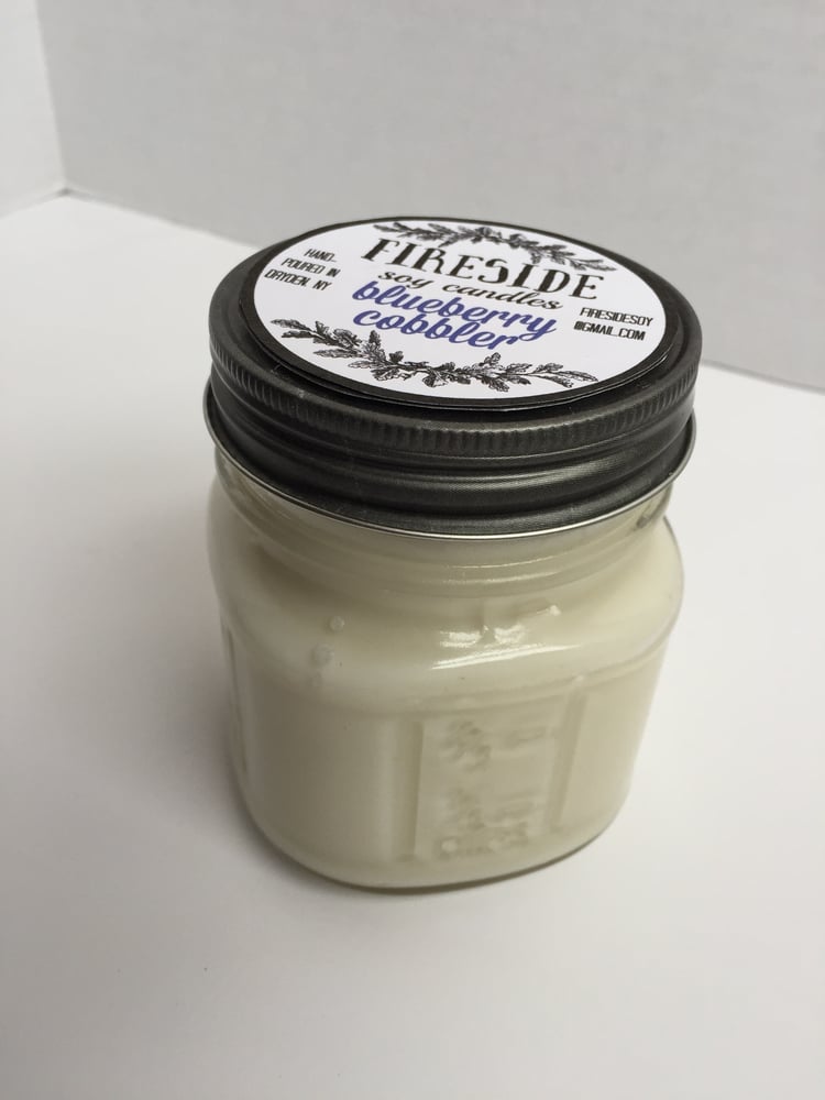 Image of Blueberry Cobbler 8 oz. Square Mason Hand-Poured Soy Candle