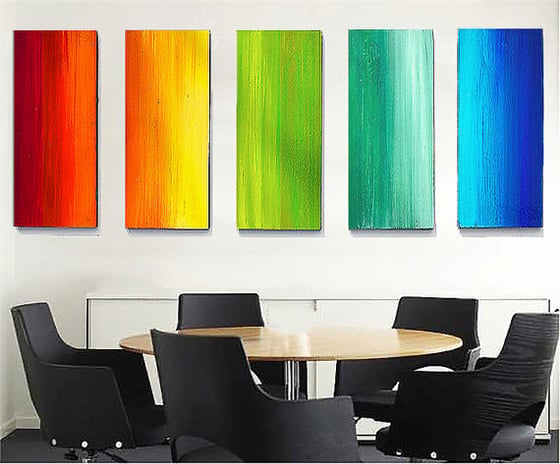 Image of 'COLOR SPECTRUM' | Large Original Painted Wood Wall Sculpture | Installation art