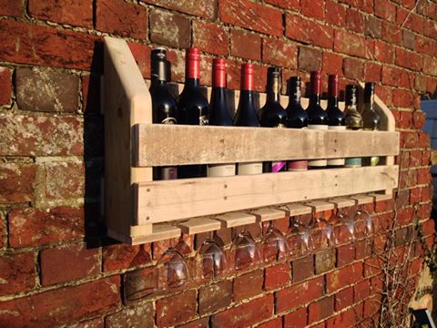 Image of Rustic Handcrafted Wine and Glass rack