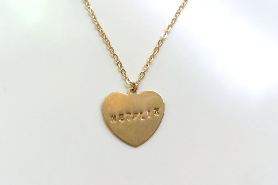 Image of Hand-Stamped Television Necklace (Originally $26)