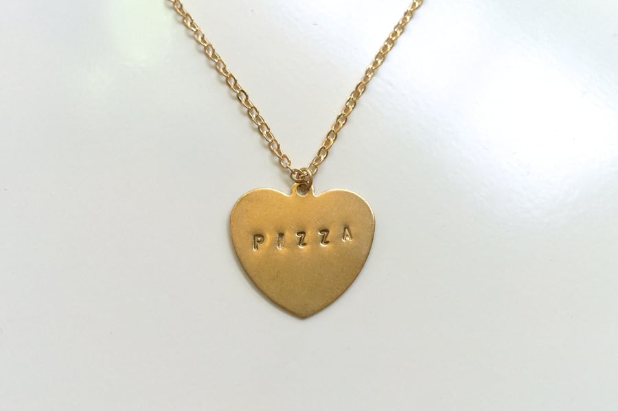 Image of Hand-Stamped Pizza Necklace (Originally $26)