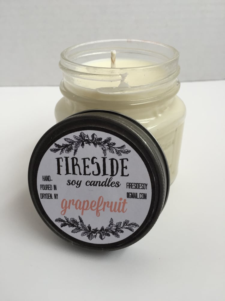Image of Grapefruit 8 oz. Square Mason Hand-Poured Soy Candle