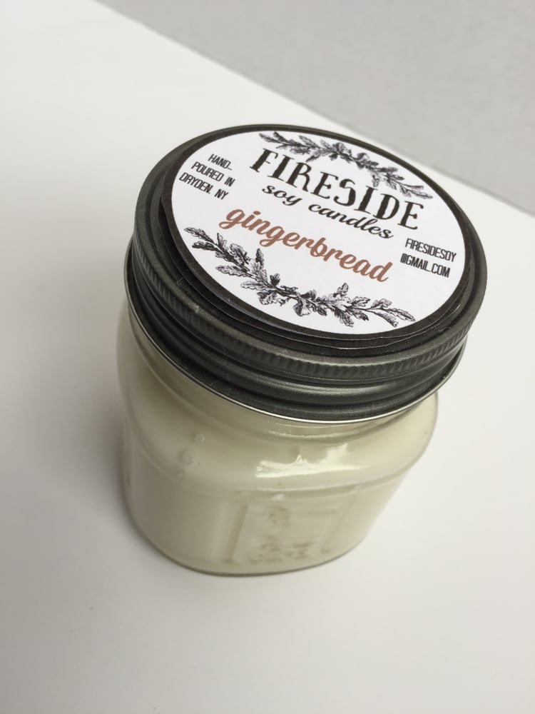 Image of Gingerbread 8 oz. Square Mason Hand-Poured Soy Candle