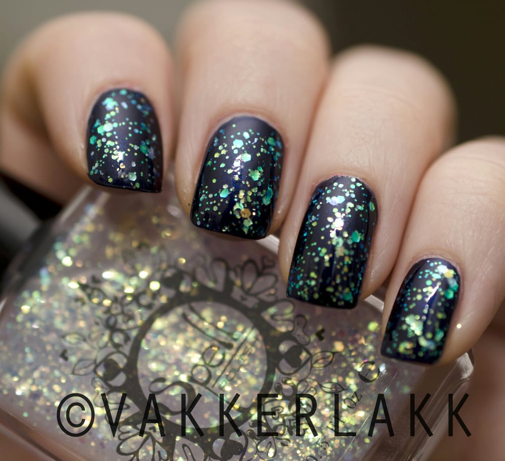 Image of ~Invisible Forces~ opalescent green glitter nail polish topcoat!