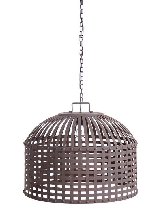 Image of METAL BASKET WEAVE CHANDELIER, RUST