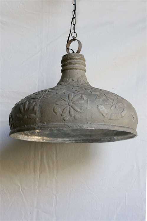 Image of RECYCLED COMPOSITE PENDANT LAMP W/ EMBOSSED PATTERN 