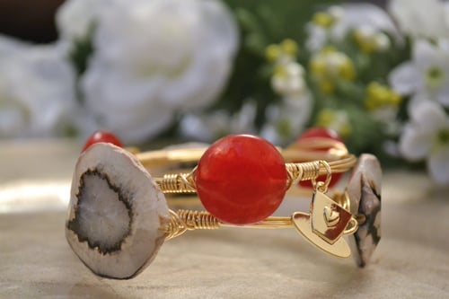 Image of Red Agate button Bangle
